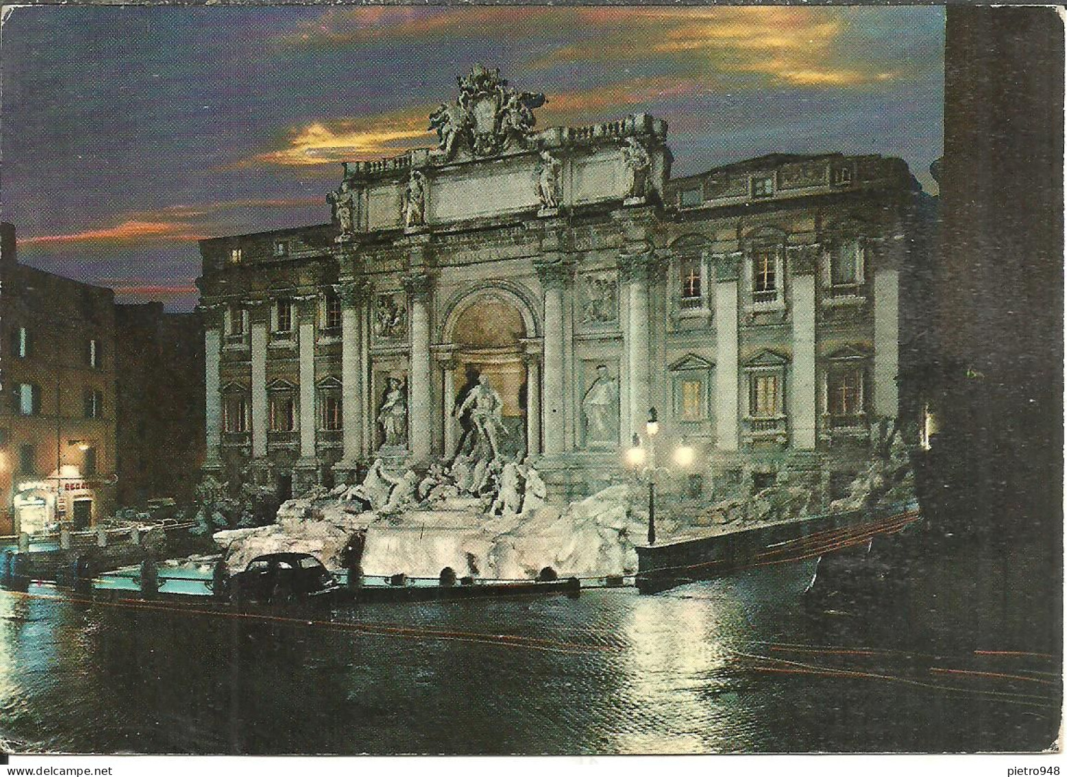 Roma (Lazio) Fontana Di Trevi Notturno, Trevi's Fountain By Night, Fontaine De Trevi La Nuit, Auto D'Epoca, Old Cars - Fontana Di Trevi