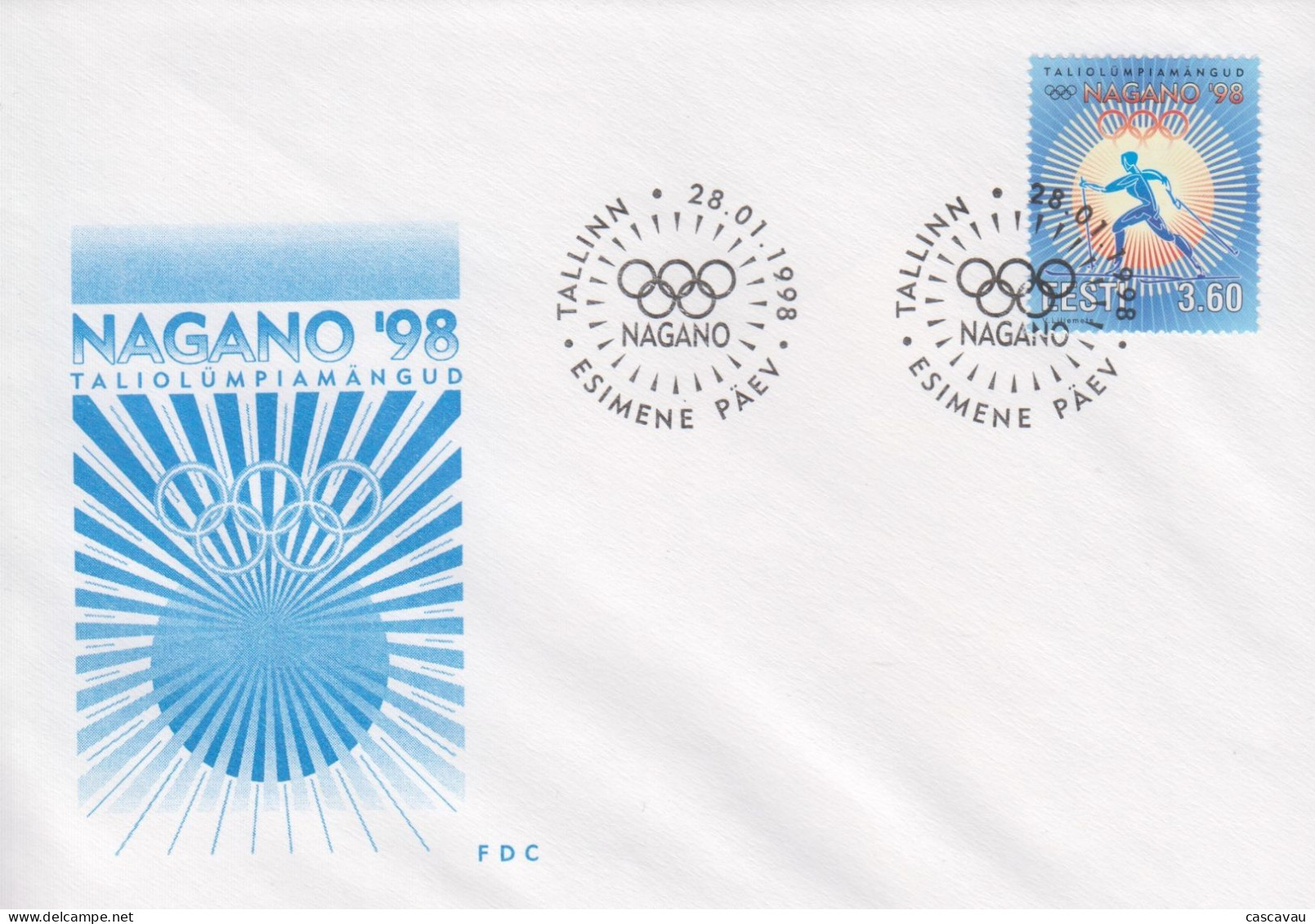 Enveloppe  FDC  1er  Jour   ESTONIE   Jeux  Olympiques  De  NAGANO   1998 - Winter 1998: Nagano