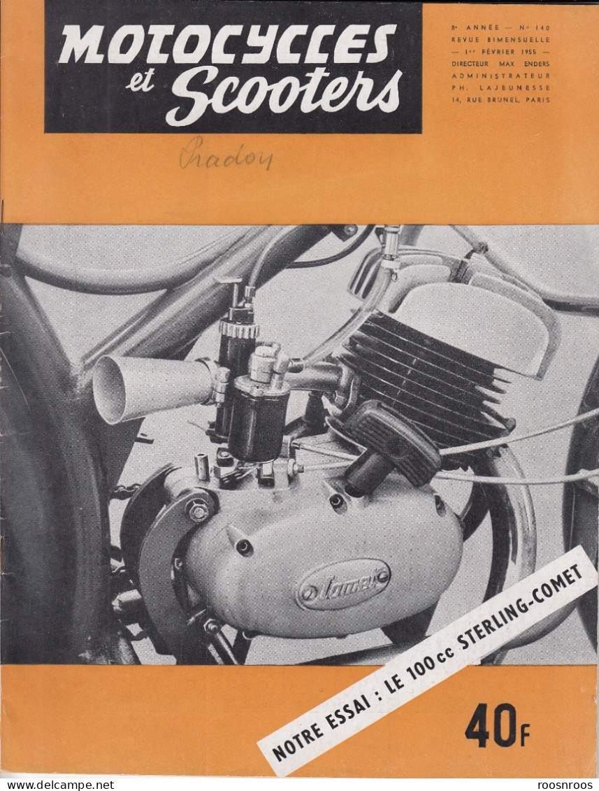 REVUE MOTOCYCLES ET SCOOTERS N°140 - 1955-  STERLING - COMET 100 - Moto