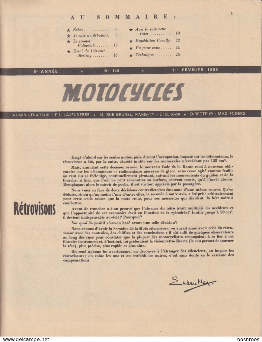 REVUE MOTOCYCLES ET SCOOTERS N°140 - 1955-  STERLING - COMET 100 - Moto