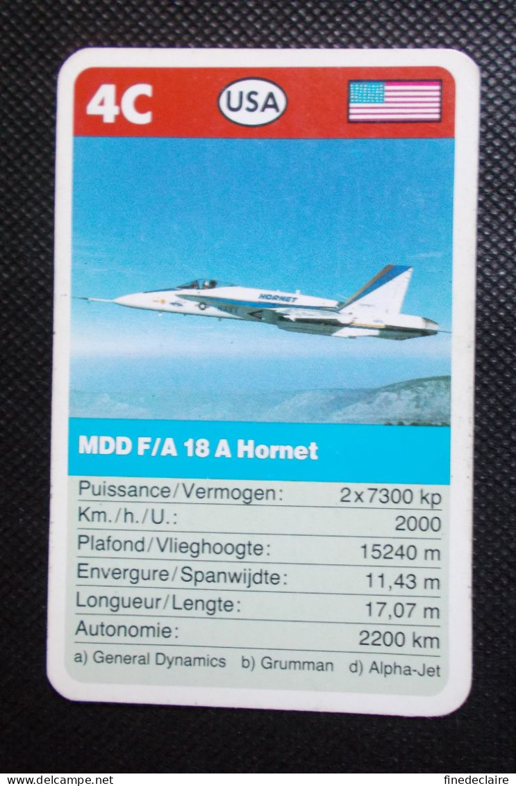 Trading Card - ( 6 X 9,2 Cm ) - Avion / Plane - MDD F/A 18 A Hornet - USA - N°4C - Motoren