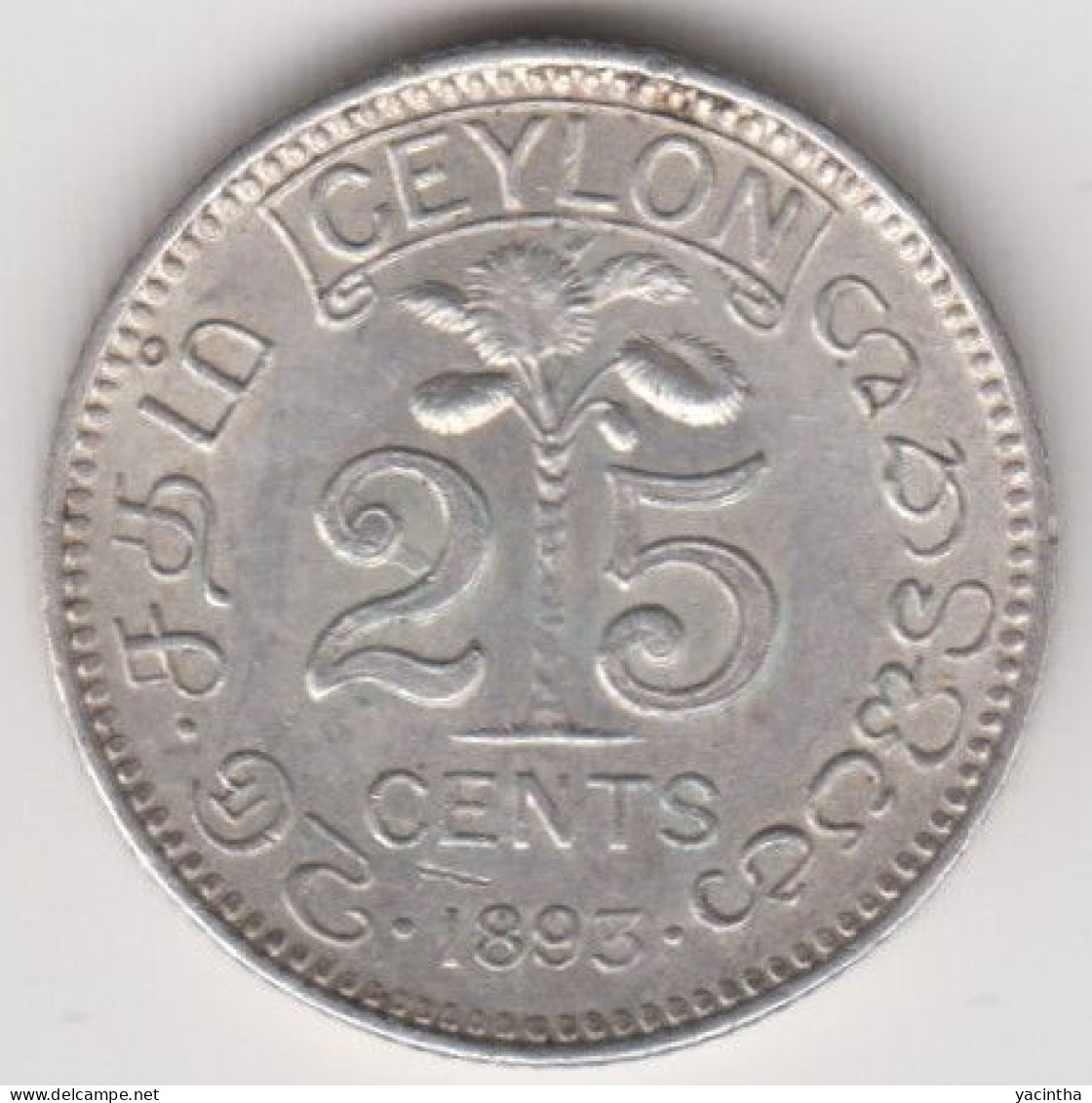 @Y@   Sri Lanka / Ceylon   25  Cent  1893    (4923) - Sri Lanka