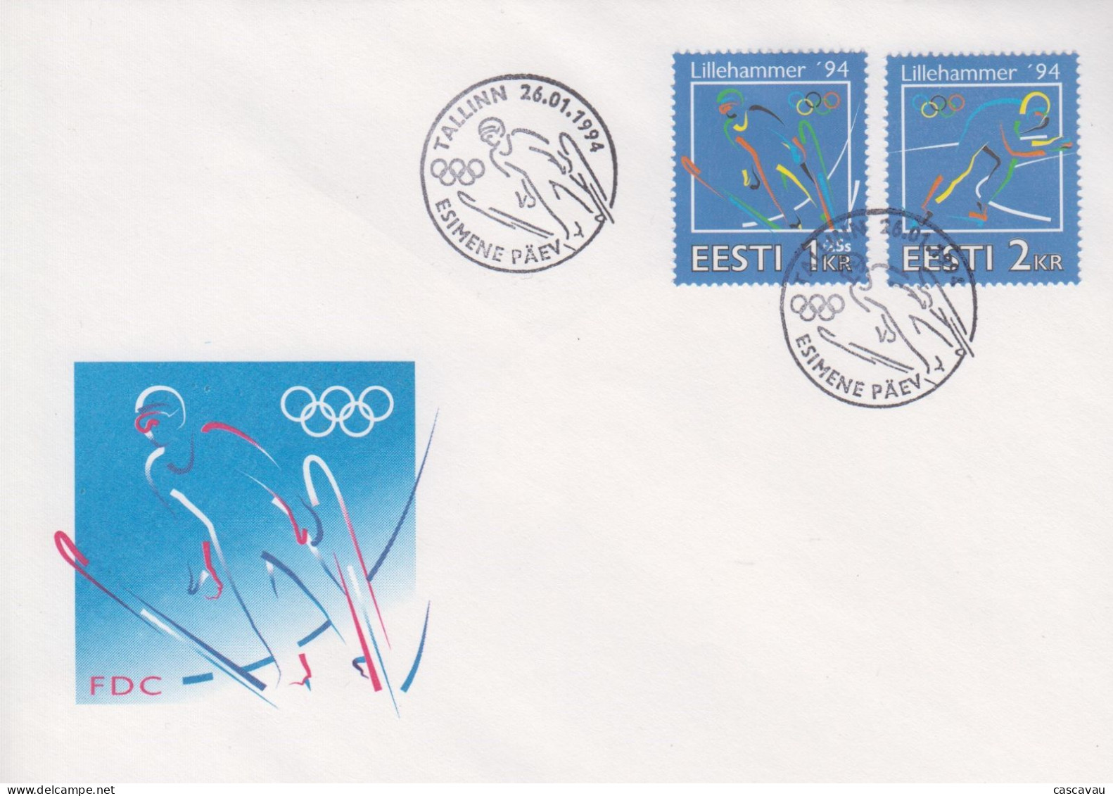 Enveloppe  FDC  1er  Jour   ESTONIE   Jeux   Olympiques   De   LILLEHAMMER    1994 - Hiver 1994: Lillehammer