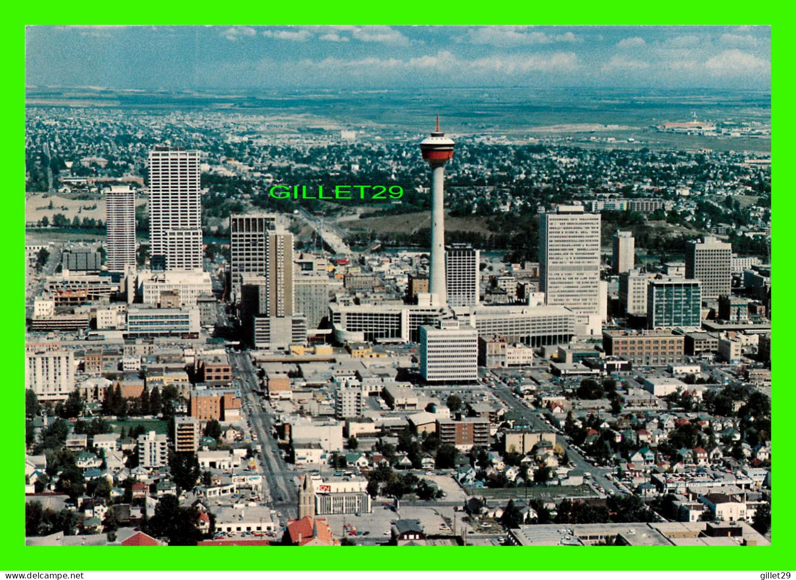 CALGARY, ALBERTA - AIRVIEW OF THE CITY - MAJESTIC POST CARD - PHOTO BY T. SANTO - - Calgary