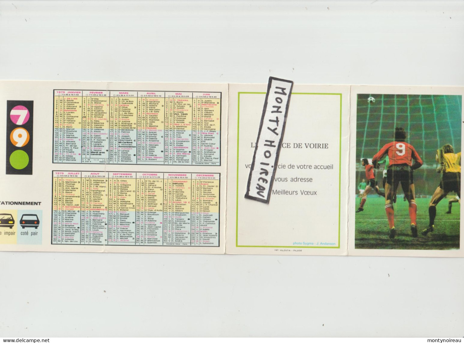 Vieux Papier: Football , Calendrier 1979 , Auto école ,imp à Falaise , Calvados - Groot Formaat: 1971-80