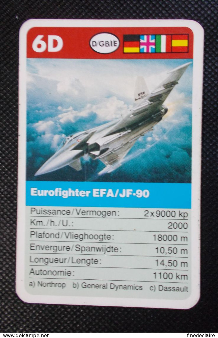 Trading Card - ( 6 X 9,2 Cm ) Avion / Plane, Eurofighter EFA/JF-90 - Allemagne, France, Espagne, G.B., Italie - N°6D - Auto & Verkehr