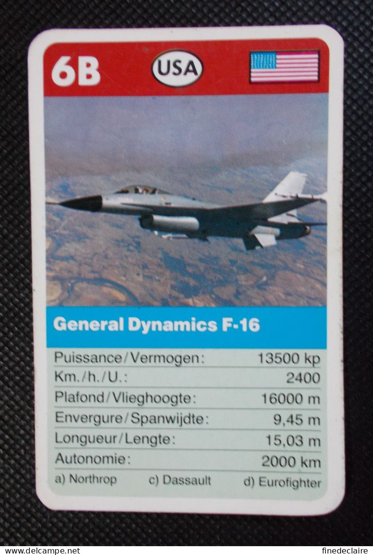Trading Card - ( 6 X 9,2 Cm ) Avion / Plane - General Dynamics F-16 - USA - N°6B - Auto & Verkehr