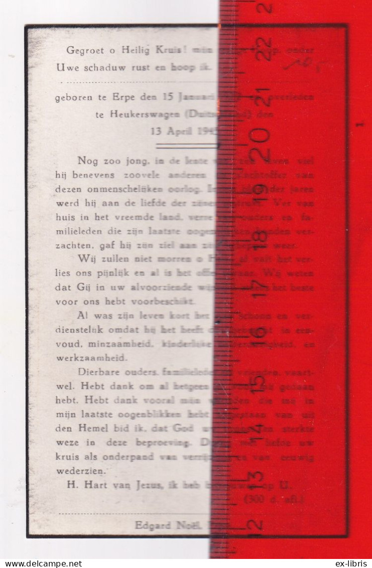 ERPE - HEUKERSWAGEN - François Schollaert ° Erpe 15/01/1922 † Heukerswagen (D) 13/04/1945 - Documents