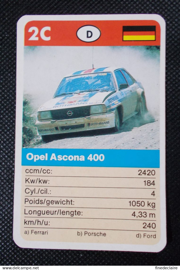 Trading Cards - ( 6 X 9,2 Cm ) Voiture De Rallye / Ralye's Car - Opel Ascona 400 - Allemagne - N°2C - Engine
