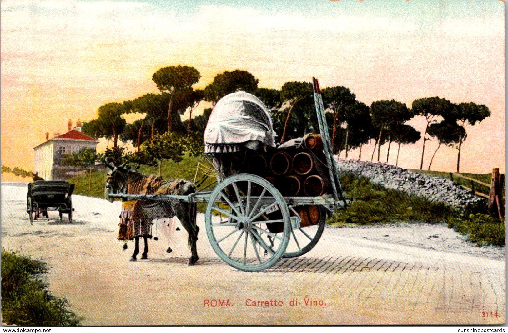 Italy Roma Rome Carrette Di Vino Donkey Drawn Wine Wagon - Transportmiddelen