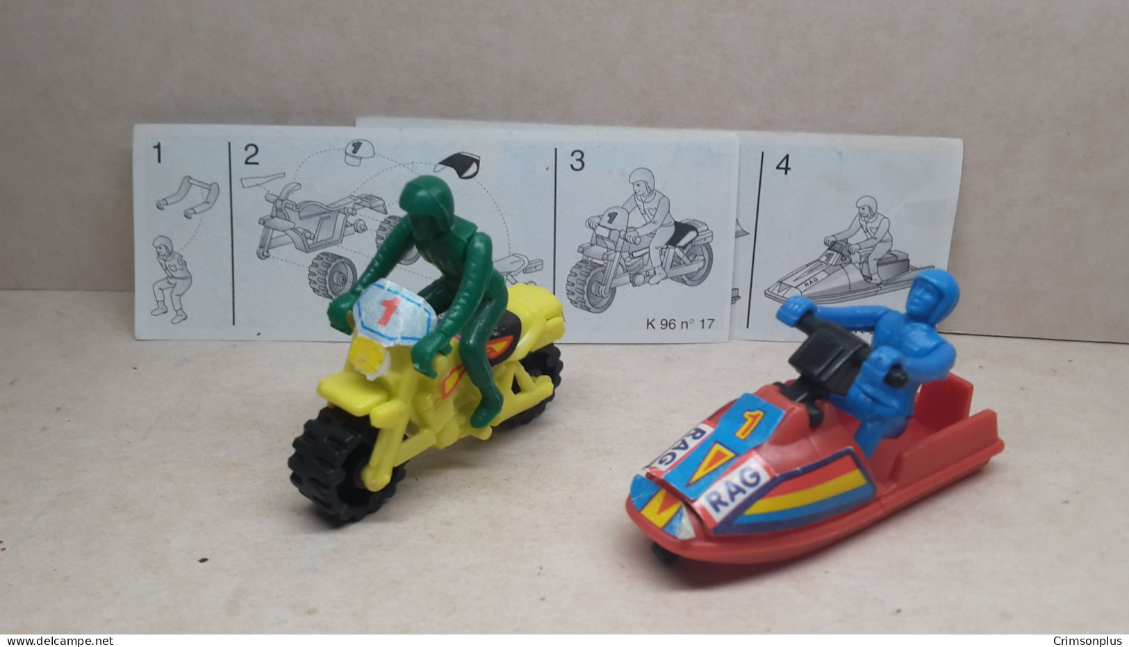 1996 Ferrero - Kinder Surprise - K96 17 & 18 - Motorcycle & Waterscooter - Complete Set + 2 BPZ's - Monoblocs