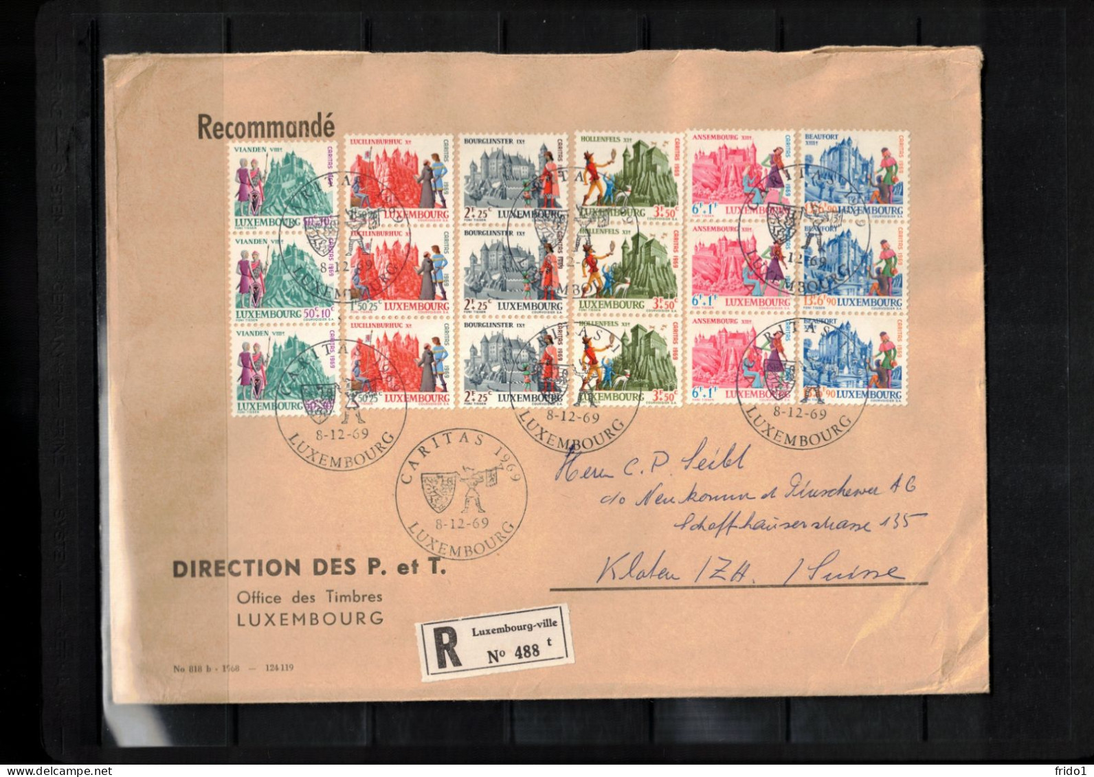 Luxembourg 1969 Caritas Interesting Registered Letter - Cartas & Documentos