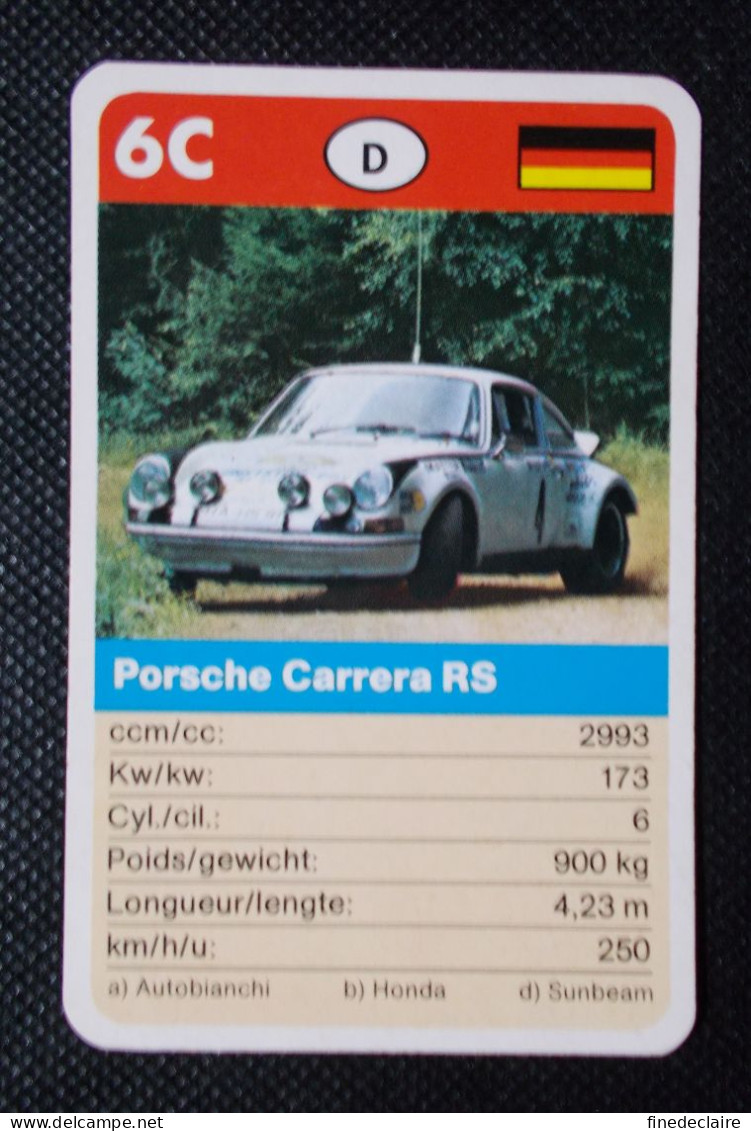 Trading Cards - ( 6 X 9,2 Cm ) Voiture De Rallye / Ralye's Car - Porsche Carrera RS - Allemagne - N°6C - Engine