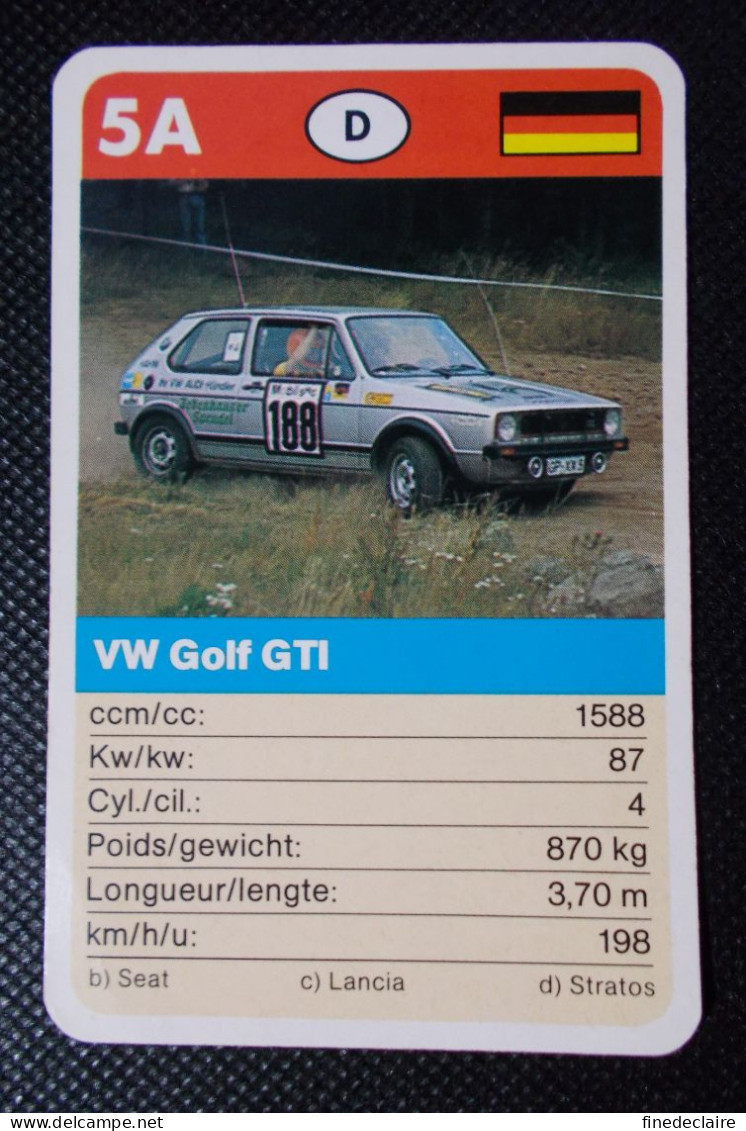 Trading Cards - ( 6 X 9,2 Cm ) Voiture De Rallye / Ralye's Car - VW Golf GTI - Allemagne - N°5A - Motoren