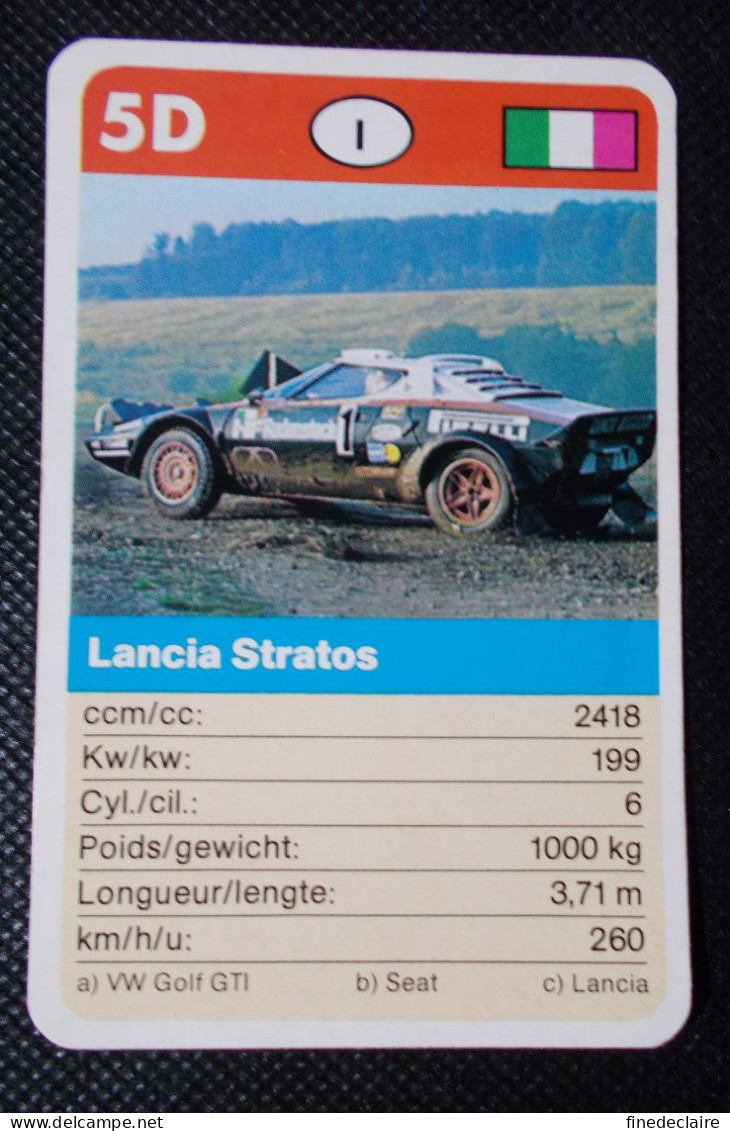 Trading Cards - ( 6 X 9,2 Cm ) Voiture De Rallye / Ralye's Car - Lancia Stratos - Italie - N°5D - Moteurs
