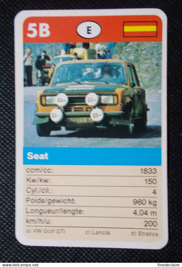 Trading Cards - ( 6 X 9,2 Cm ) Voiture De Rallye / Ralye's Car - Seat - Espagne - N°5B - Moteurs