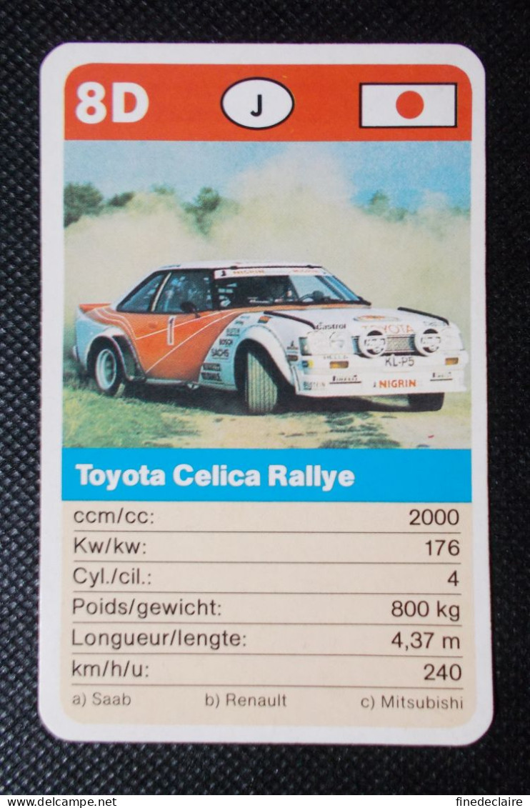 Trading Cards - ( 6 X 9,2 Cm ) Voiture De Rallye / Ralye's Car - Toyota Celica Rallye - Japon - N°8D - Moteurs