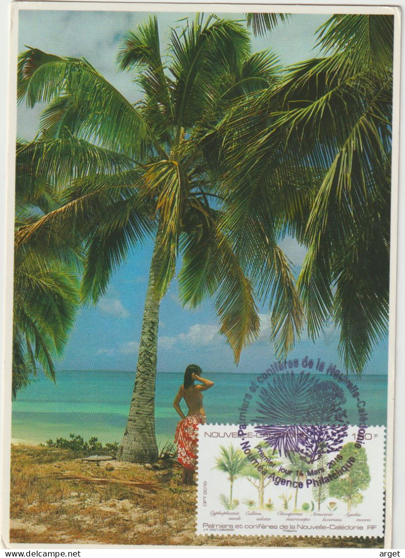 Carte-Maximum NOUVELLE-CALEDONIE PALMIERS Obl Sp 1er Jour 2016 - Cartes-maximum