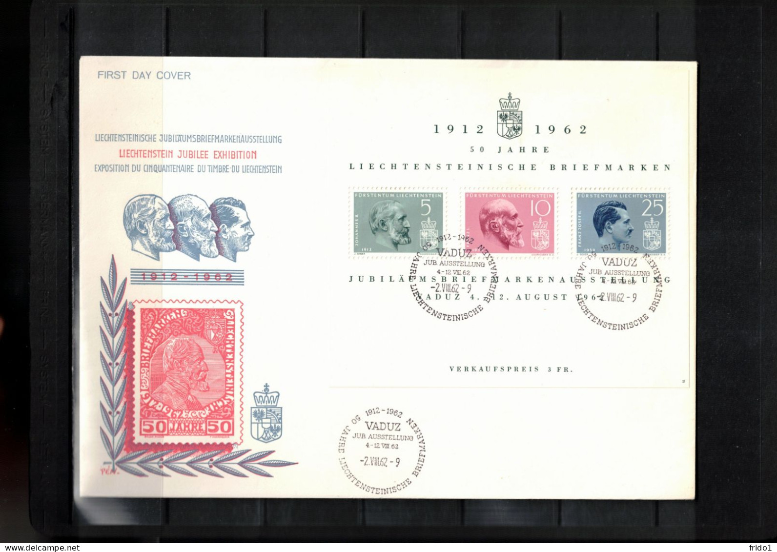 Liechtenstein 1963 50 Years Of Liechtenstein Stamps - Philatelic Exhibition Vaduz Block - Lettres & Documents