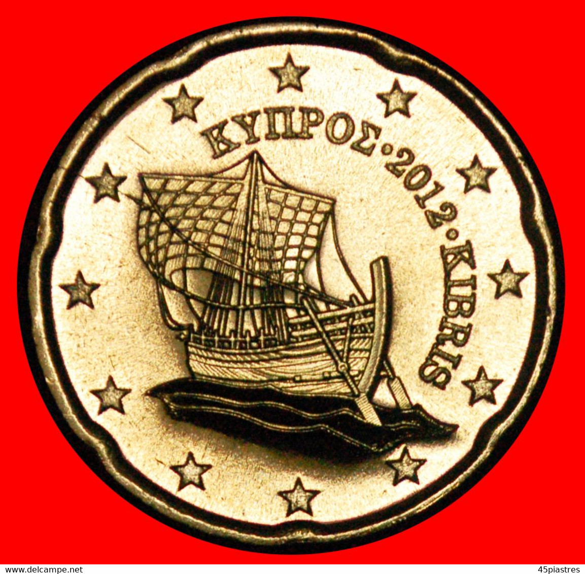 * GREECE (2008-2022): CYPRUS  20 CENT 2012 NORDIC GOLD UNC MINT LUSTRE! UNCOMMON YEAR!  LOW START  NO RESERVE! - Chypre