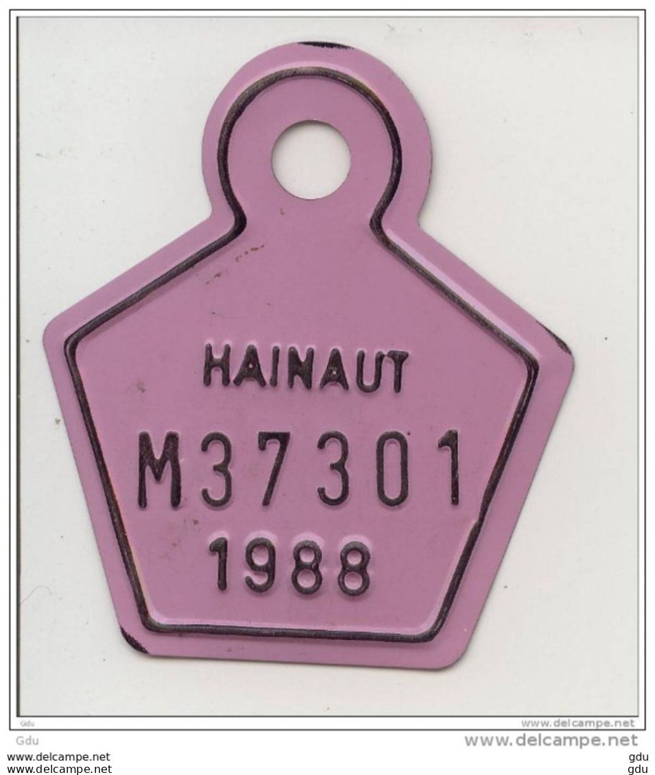 Plaque De Vélo  - Belgique / Province Hainaut 1988 - Plaques D'immatriculation