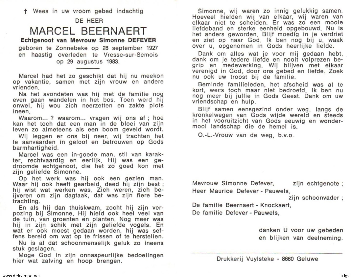 Marcel Beernaert (1927-1983) - Devotieprenten