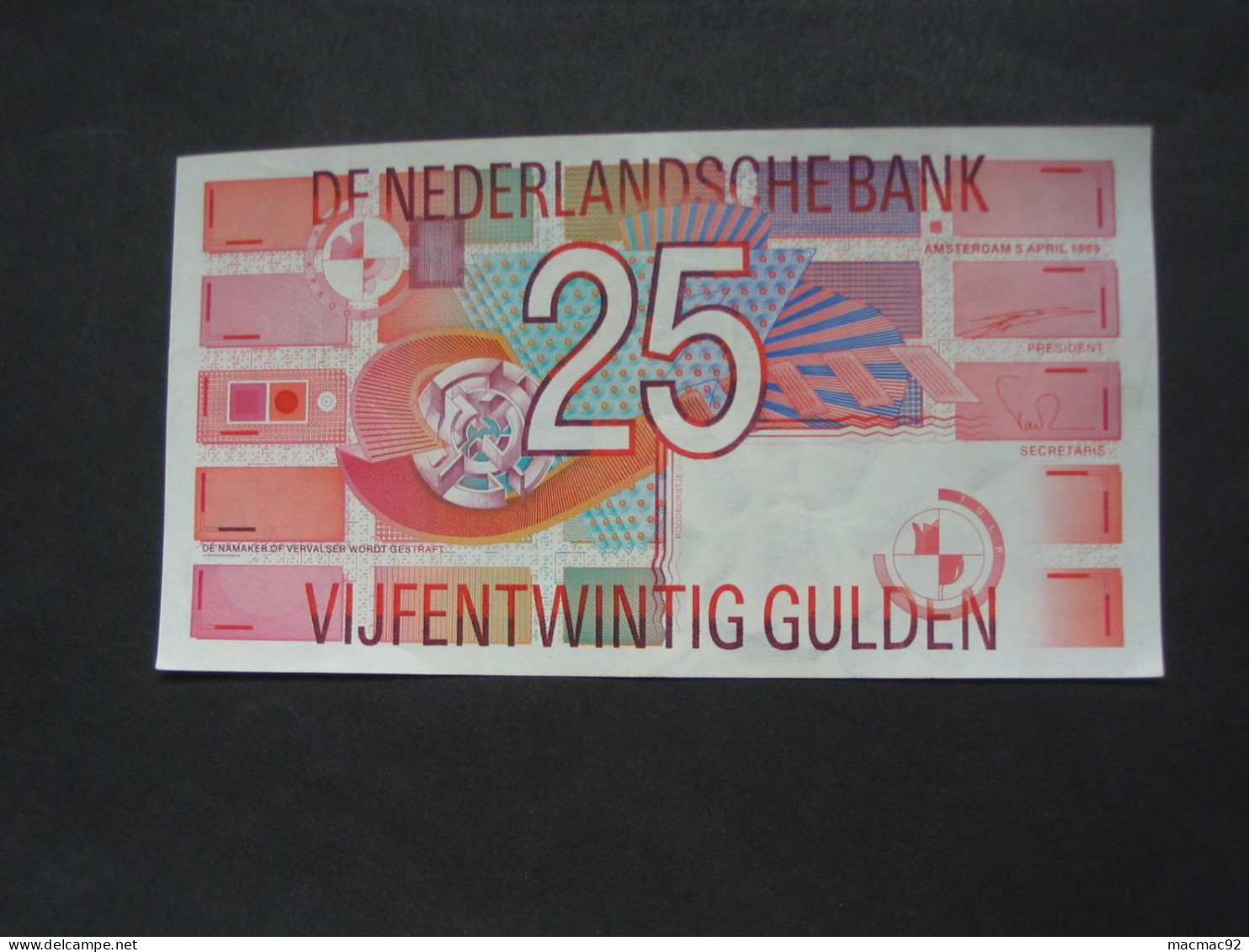 PAYS-BAS- 25 VIJF EN TWINTIG 1989 - De Nederlandsche Bank    **** EN ACHAT IMMEDIAT **** - 25 Florín Holandés (gulden)