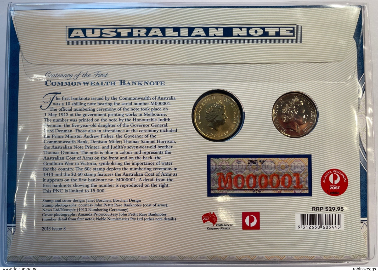 Australia PNC 2013 Centenary Of The First Commonwealth Banknote - Dollar