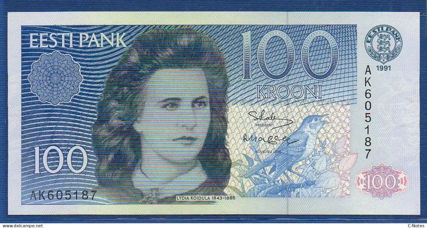 ESTONIA - P.74a – 100 Krooni 1991 AUNC, S/n AK605187 - Estonia