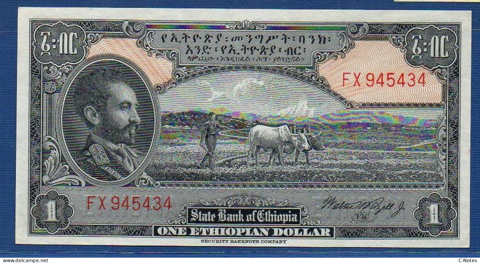 ETHIOPIA - P.12c – 1 Ethiopian Dollar ND (1945) UNC-,  S/n FX 945434 - Ethiopia