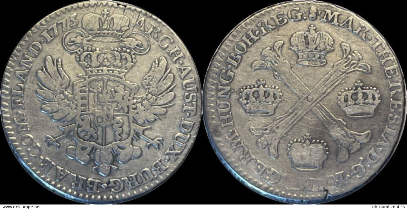 Austrian Netherlands Brabant Maria-Theresia 1/2 Kroon (couronne) 1775 - 1714-1794 Österreichische Niederlande