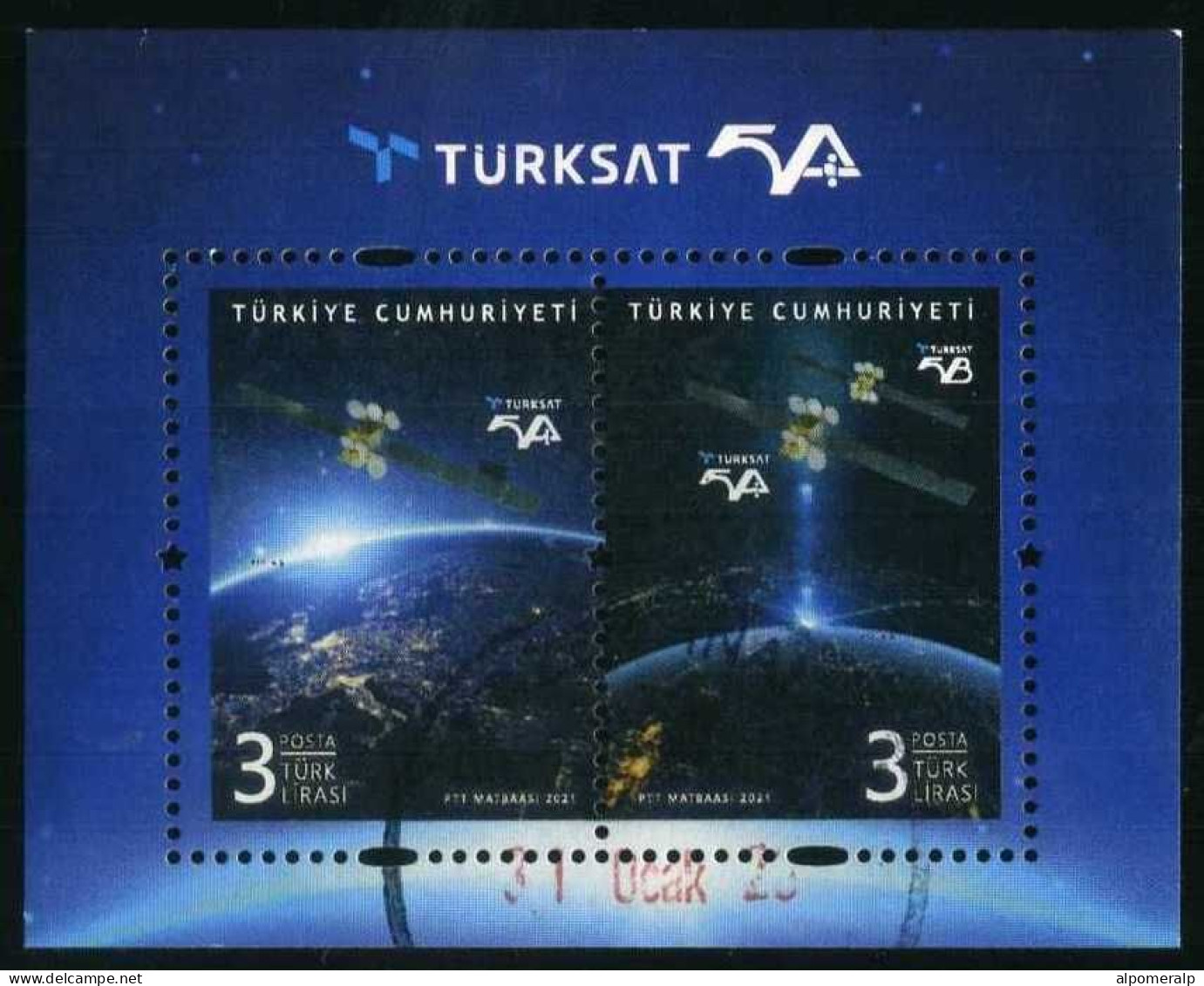 Türkiye 2021 Mi 4638-4639 Launch Of Türksat 5A | Satellites, Outer Space [Block 210] - Used Stamps