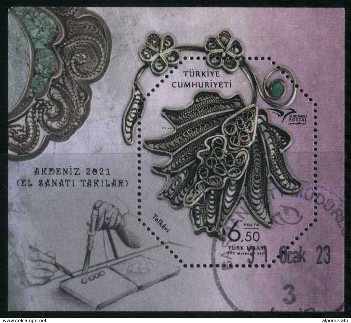 Türkiye 2021 Mi 4660 Euromed, Handicraft Jewelry In The Mediterranean, Block 216 - Used Stamps