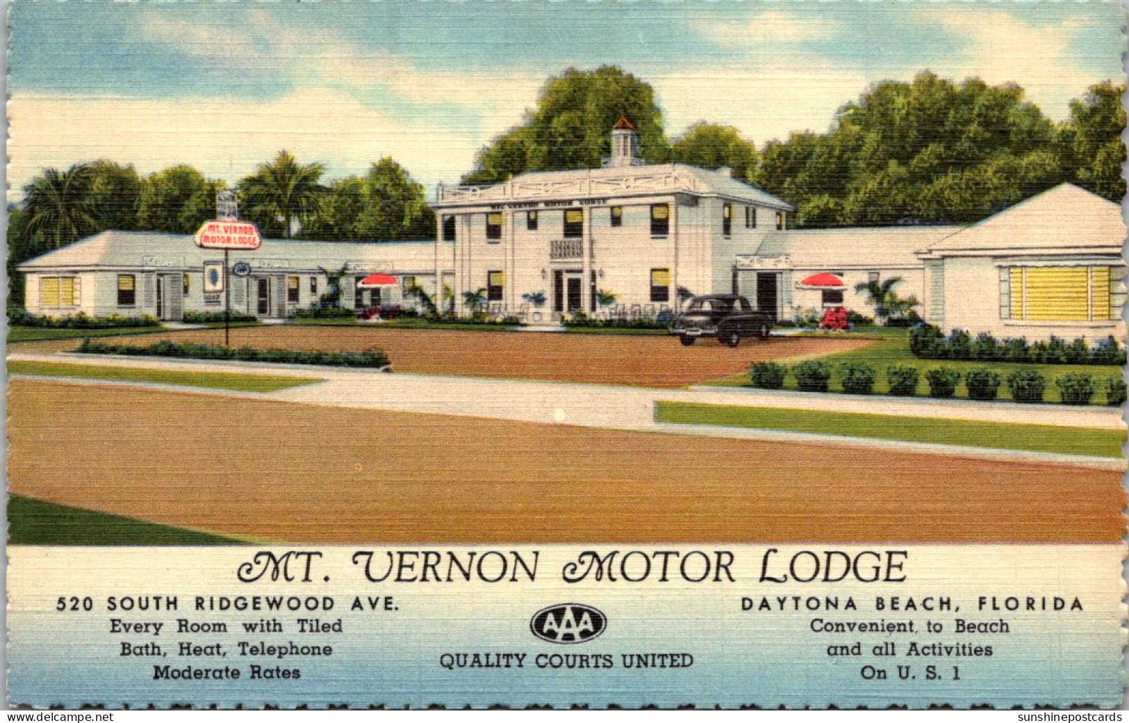 Florida Daytona Beach Mt Vernon Motor Lodge Curteich - Daytona