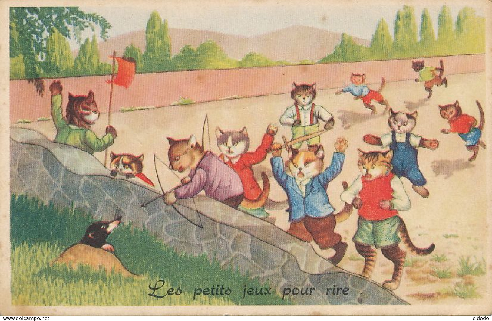 Chats Humains Tir à L'arc Sur Teckel Humanized Cats Archery Dachshund Envoi Gendarmerie Ecquevilly - Tiro Con L'Arco