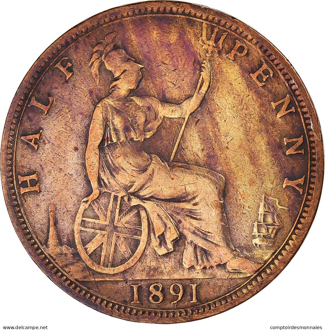 Monnaie, Grande-Bretagne, 1/2 Penny, 1891 - C. 1/2 Penny