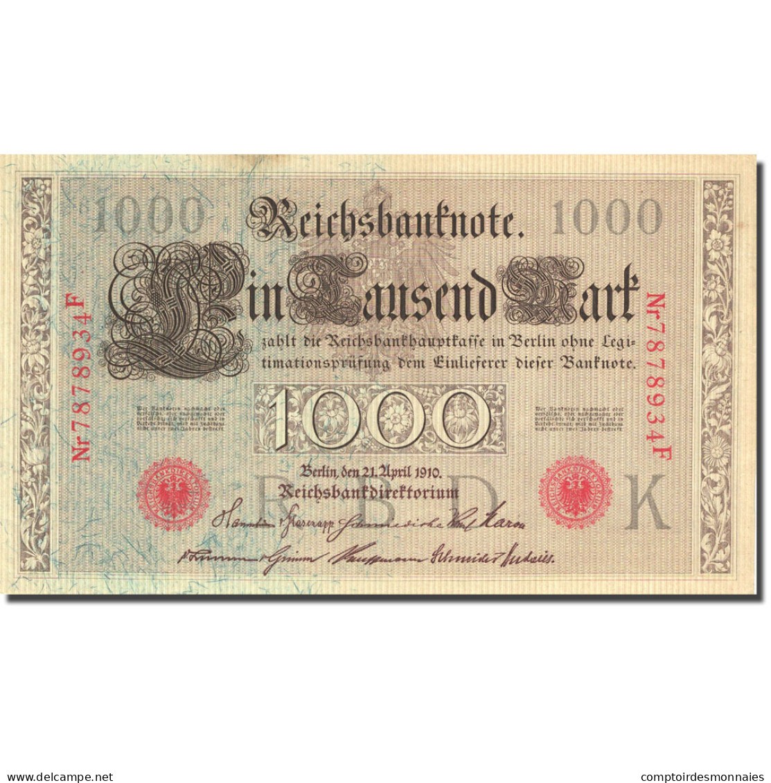 Billet, Allemagne, 1000 Mark, 1910-04-21, KM:44b, NEUF - 1.000 Mark