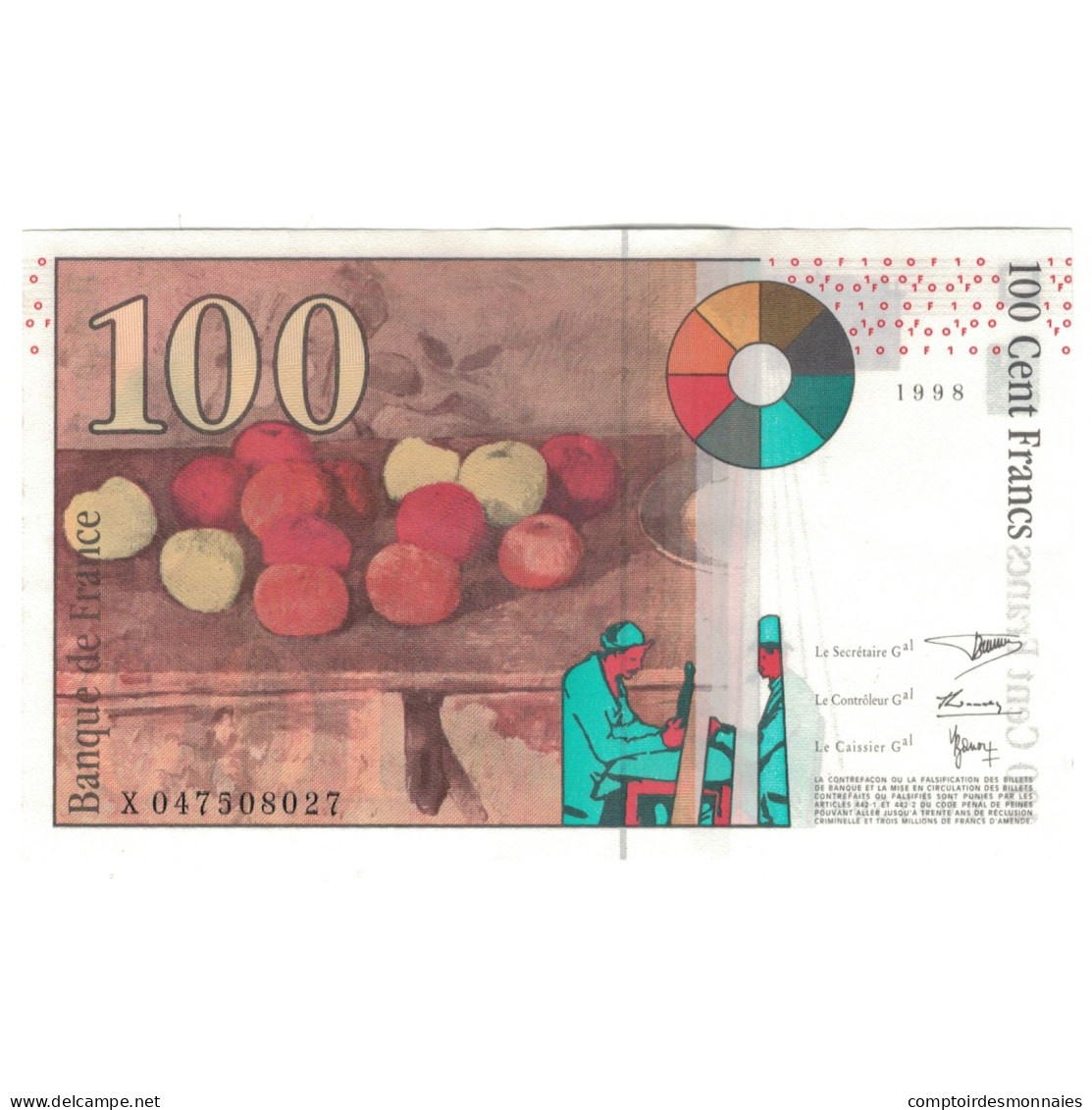 France, 100 Francs, Cézanne, 1998, X047508027, NEUF, Fayette:74.2, KM:158a - 100 F 1997-1998 ''Cézanne''