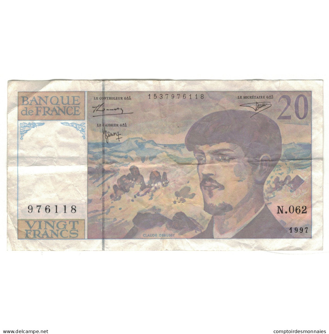 France, 20 Francs, Debussy, 1997, N.062, TTB, Fayette:66ter.2, KM:151i - 20 F 1980-1997 ''Debussy''