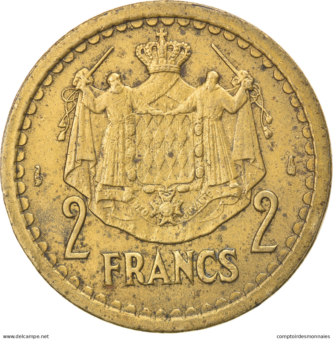 Monnaie, Monaco, Louis II, 2 Francs, 1945, TB+, Aluminum-Bronze, Gadoury:MC134 - 1922-1949 Luigi II