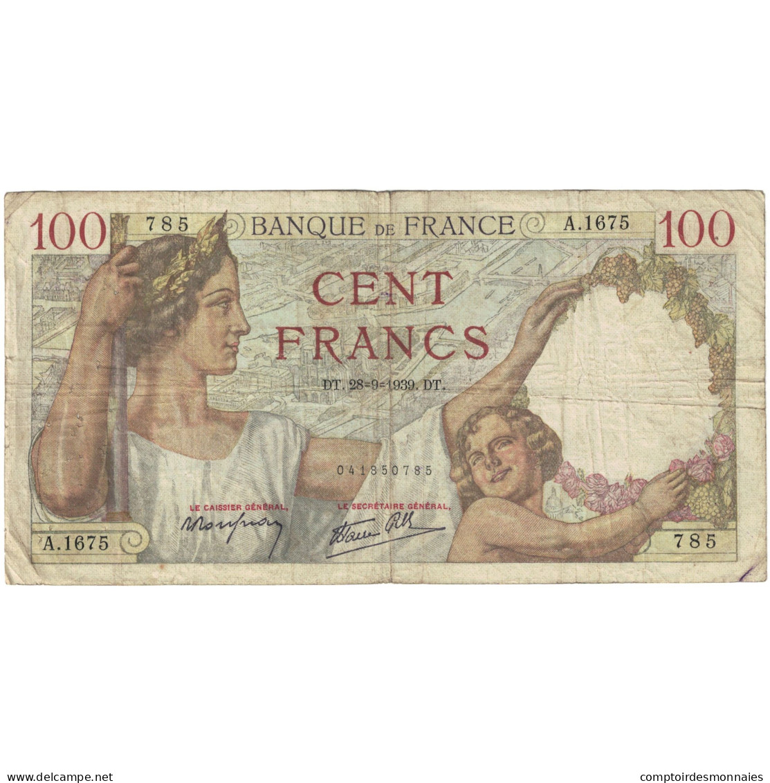 France, 100 Francs, Sully, 1939, A.1675, TB, Fayette:26.08, KM:94 - 100 F 1939-1942 ''Sully''