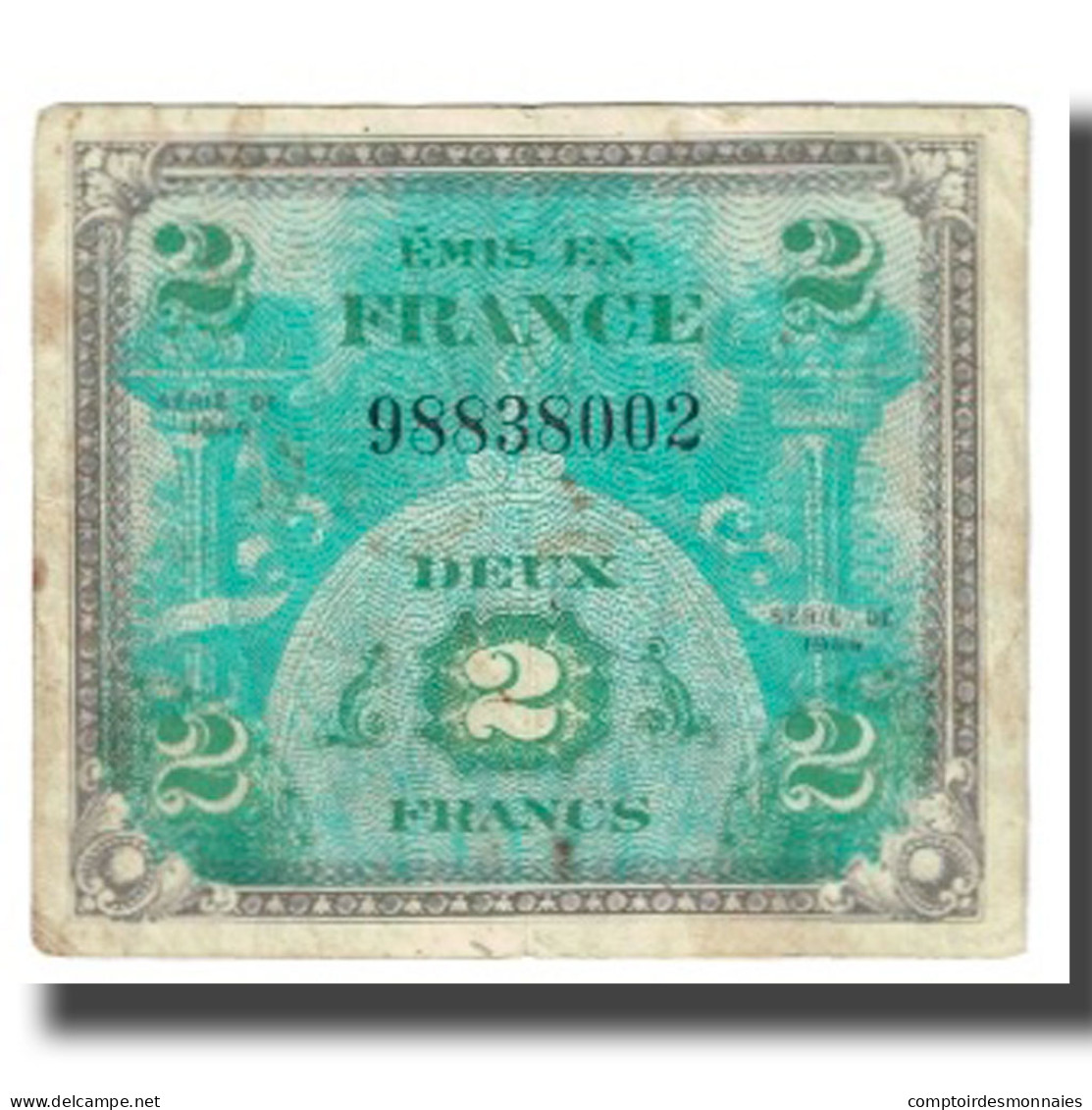 France, 2 Francs, 1944, TB, Fayette:16.01, KM:114a - 1944 Drapeau/France