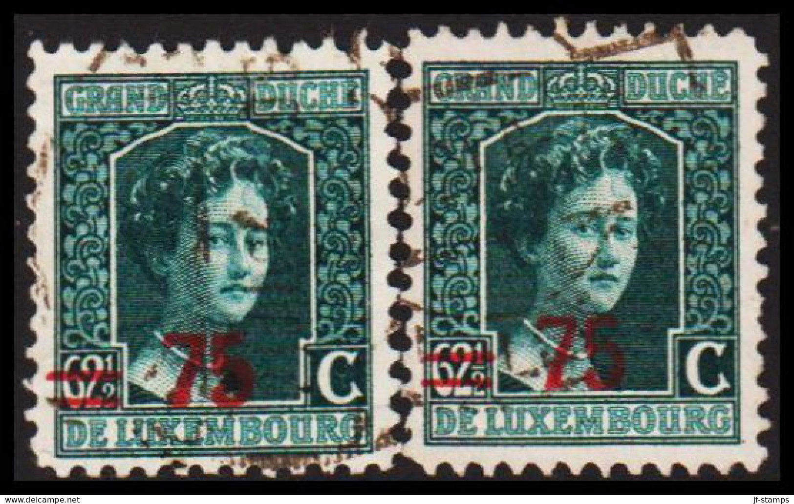 1915-1924. LUXEMBOURG. Großherzogin Marie Adelheid 75 On 62½ C. Both Thin And Thick (double?)... (Michel 117) - JF532641 - 1907-24 Ecusson