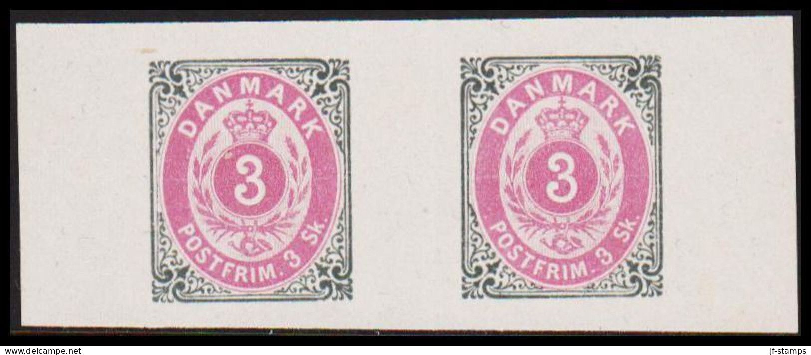 1886. Official Reprint. Bi-coloured Skilling. 3 Sk. Gray/lilac Pair With Right And I... (Michel 17 I + II ND) - JF532958 - Ongebruikt