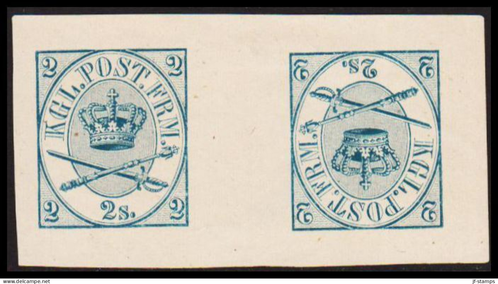 1886. Official Reprint. Large Oval Type. 2 Sk. Tête Bêche Pair. (Michel 11 ND) - JF532963 - Ungebraucht