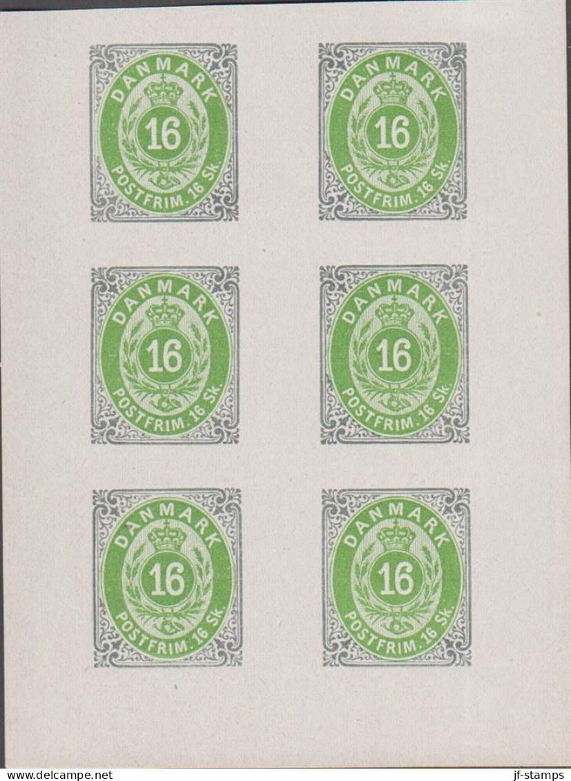 1886. Official Reprint. Bi-coloured Skilling. 16 Sk. Gray/green 6-block With One Rig... (Michel 20 I + II ND) - JF532983 - Ungebraucht