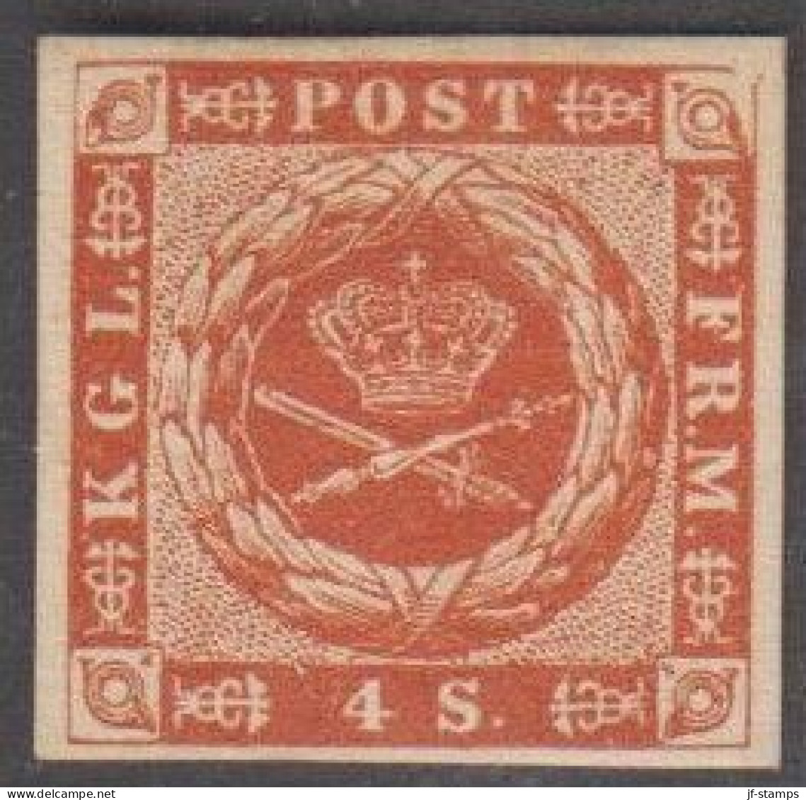 1854. DANMARK 4 Skilling Hinged With VERY FINE MARGINS. Rare Official Reprint From 1924.  - JF532987 - Unused Stamps