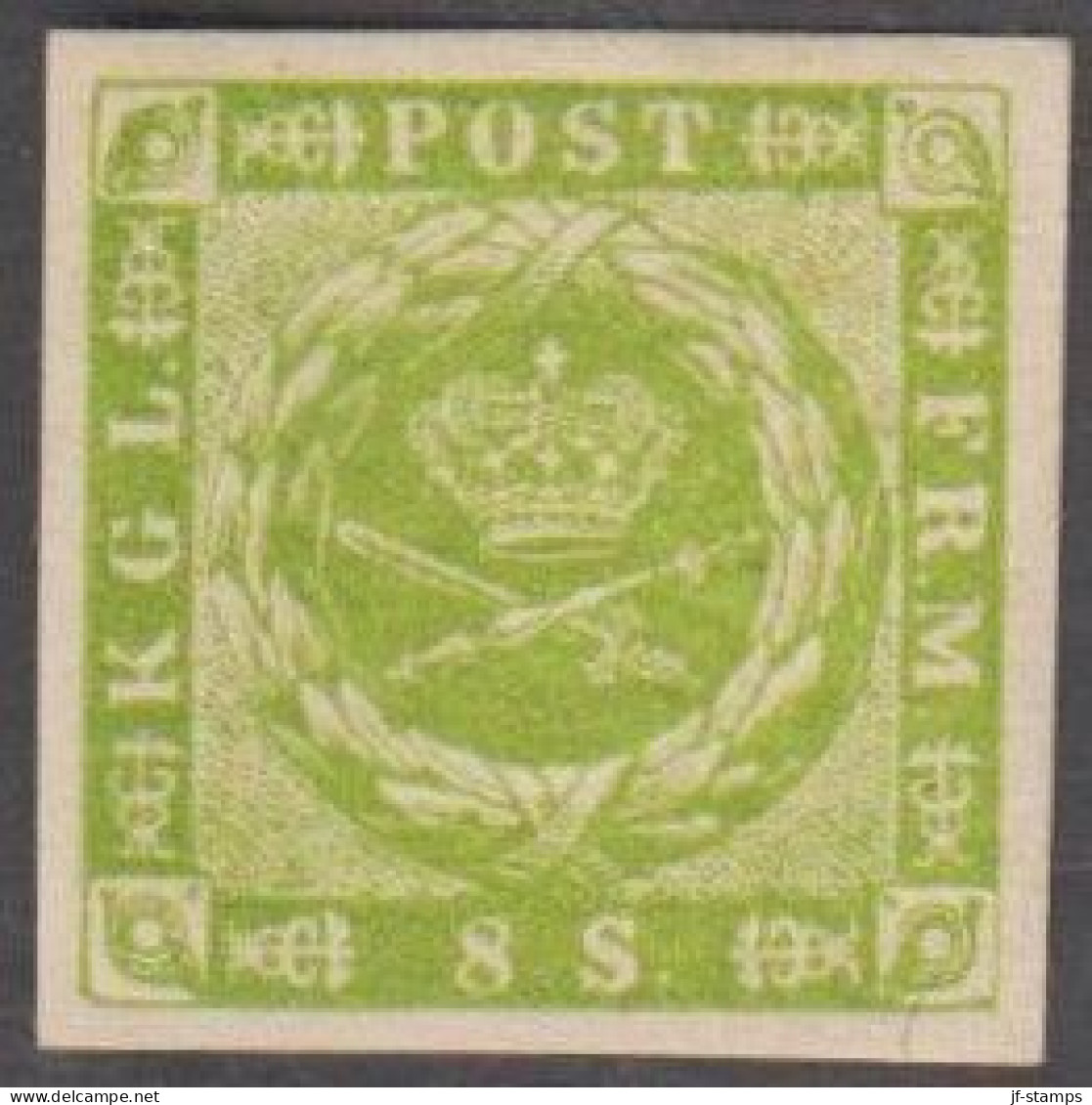 1854. DANMARK 8 Skilling Hinged With VERY FINE MARGINS. Rare Official Reprint From 1924.  - JF532988 - Unused Stamps