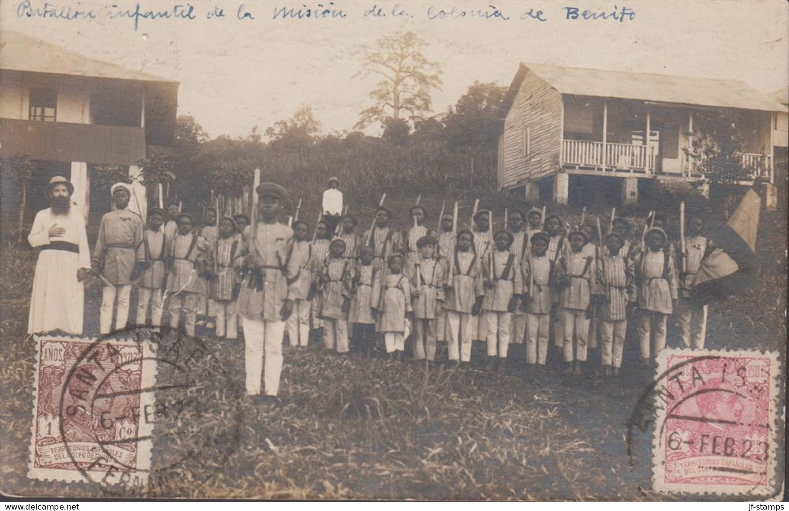 1923. TERR. ESPANOLES DEL GOLFO DE GUINEA. Alfons XIII. 1 + 2 C On Front Of Unique POST CARD ... (michel 1+2) - JF439965 - Guinea Española