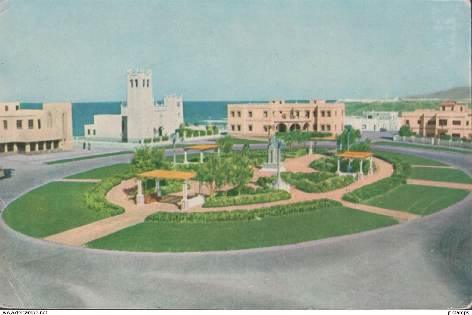 1959. IFNI. Interesting Postcard (PLAZA DE ESPANA - SIDI IFNI) With 3-stripe 35 CTS Bird To U... (MICHEL 135) - JF440053 - Ifni